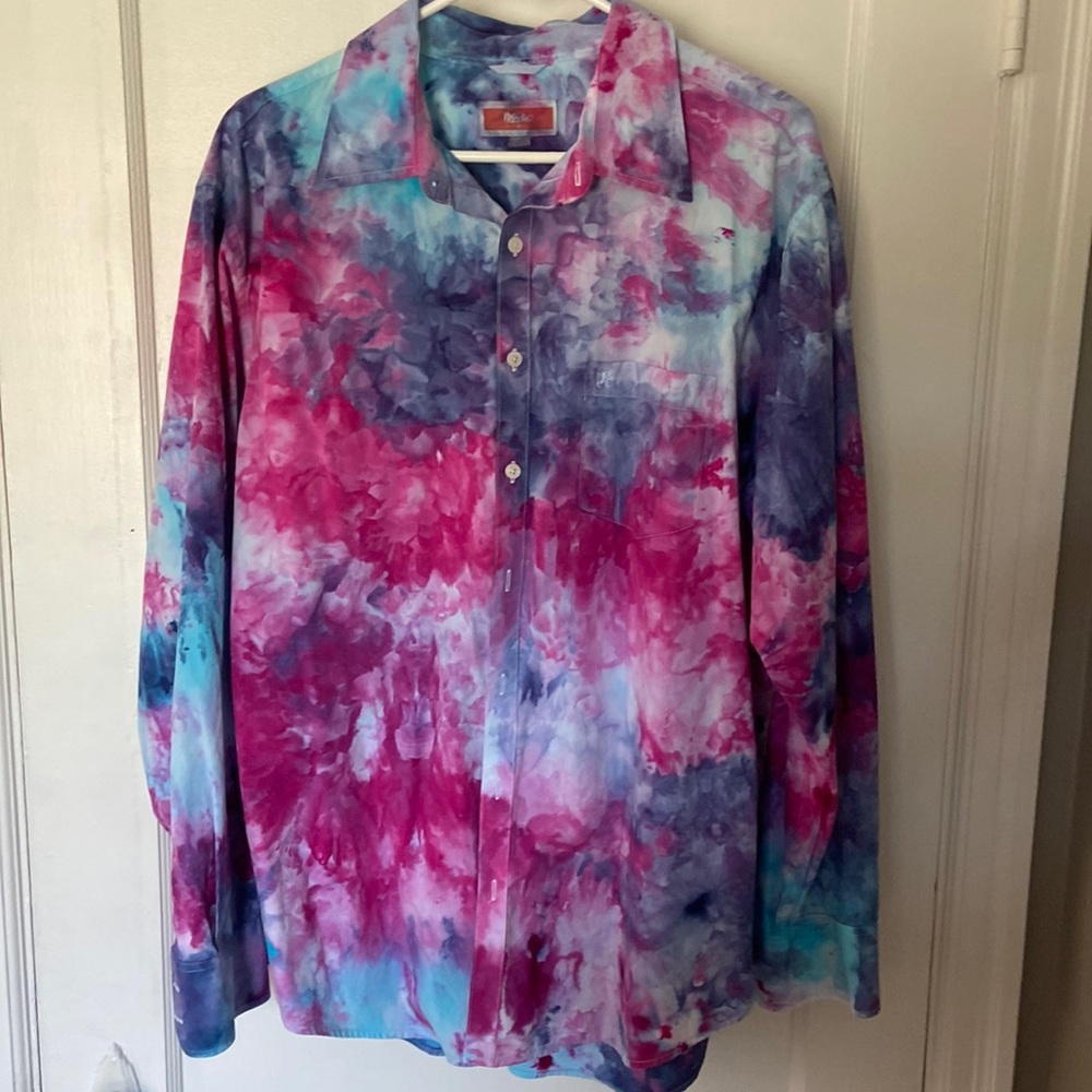 Ice-dyed button down
